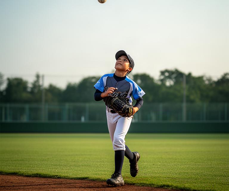 外野手が筑後の野球場でフライとライナーの打球判断を練習する様子